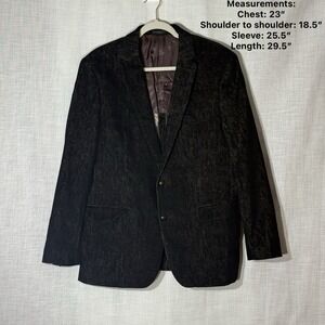 John Varvatos USA 44R‎ Black Velvet Micro-Corduroy Textured Blazer Jacket